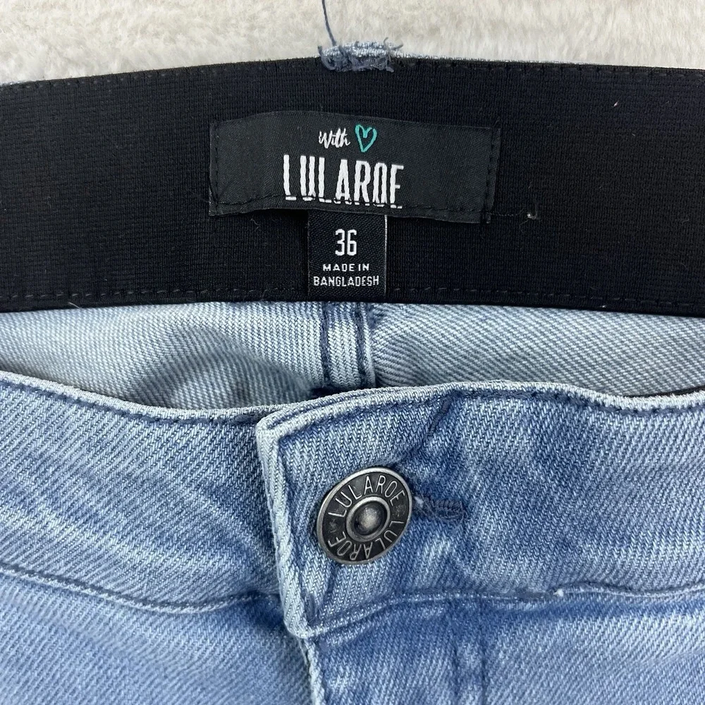 Lularoe Magic Waist Crop Jeans Womens Sz 36 Stretch‎ L-162152 Hi Rise Distressed